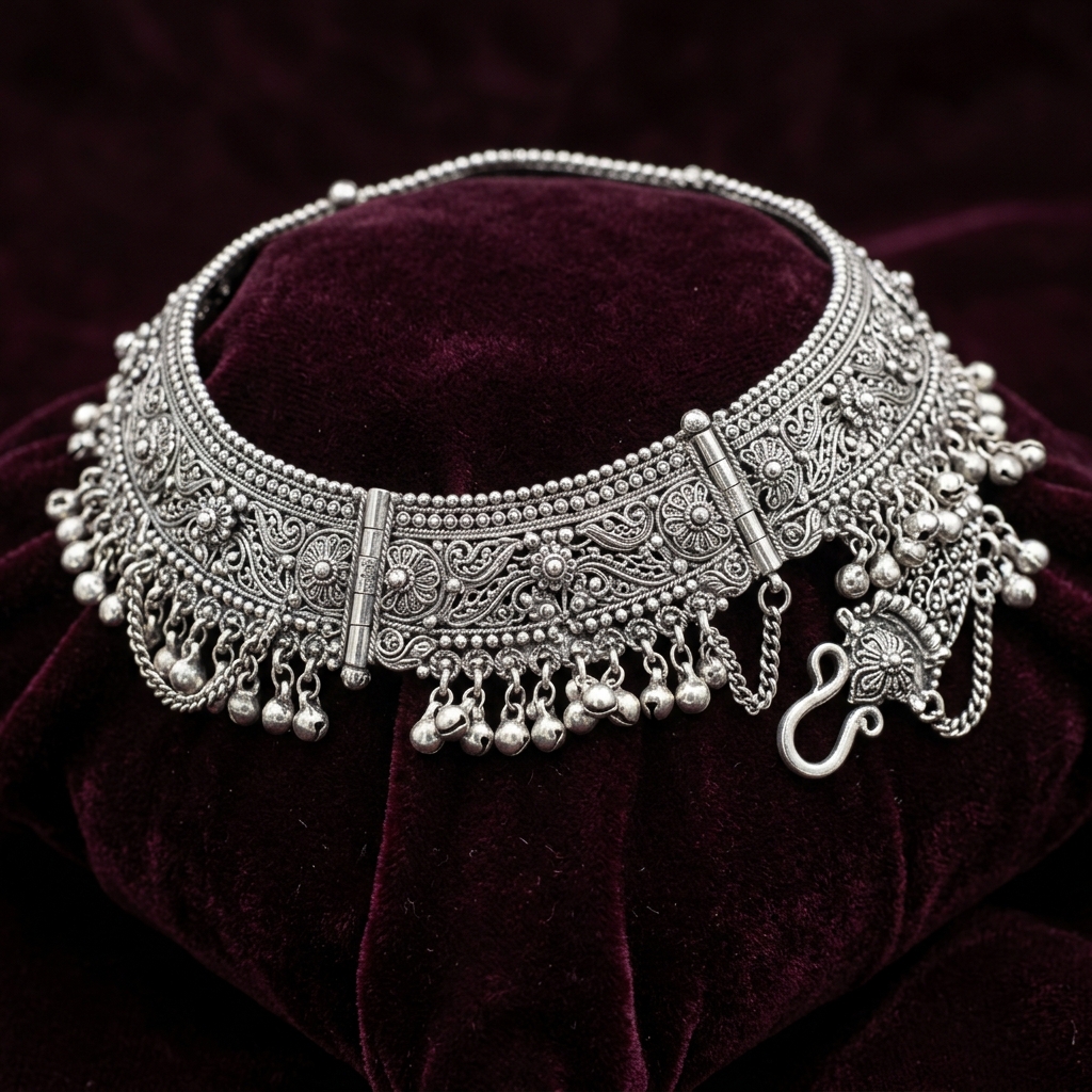 Traditional Indian Silver Payal Pair